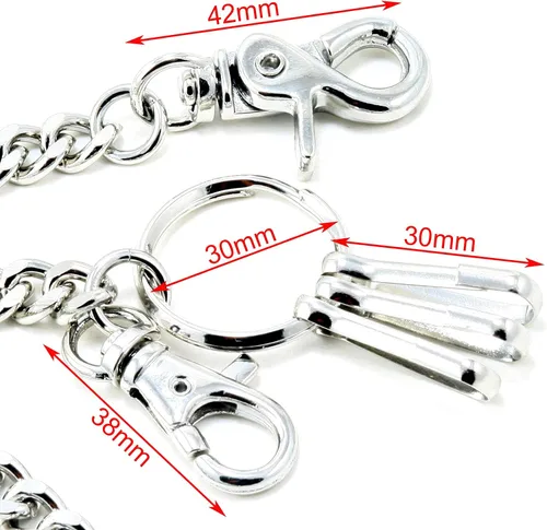 Vista 4 de Double K Basic Strong Strap Biker Trucker Key Jean Wallet Chain (17"/21") SLV/BLK CS146MLT