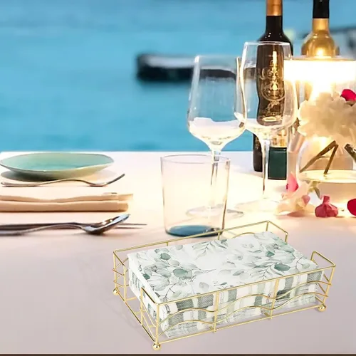 Vista 7 de Servilletero dorado para baño, elegante servilletero dorado para servilletas de papel desechables de baño, bandeja resistente para toallas