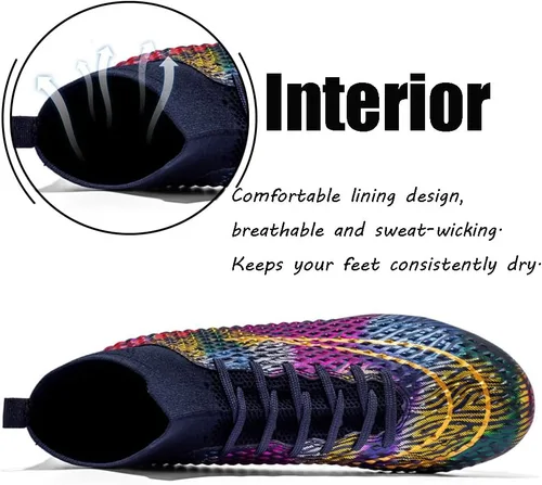 Vista 3 de Botas de fútbol para hombre, zapatos de fútbol, zapatos de punta, zapatos cómodos para adultos, atléticas, al aire libre, interior, competición