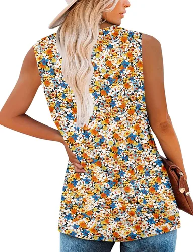 Vista 4 de Camisetas sin mangas para mujer y camisetas florales de verano de manga corta