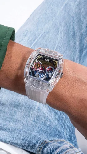 Vista 3 de GUESS US - Reloj multifunción Rainbow Ombre para hombre