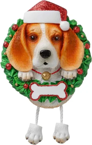 Vista 2 de Adornos personalizados para árbol de Navidad 2024 para mascotas – Razas de perros Beagle – Adorno personalizado de Feliz Navidad – Recuerdo