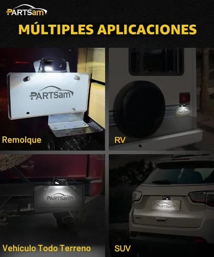 Vista 7 de Partsam Luz LED para matrícula, impermeable, 12 V CC, luz de etiqueta de licencia con soporte, orificio de drenaje, montaje de soporte de acero