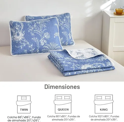 Vista 6 de Flysheep Juego de edredón reversible tamaño individual, juego de ropa de cama de verano de 2 piezas con estampado botánico floral botánico blanco