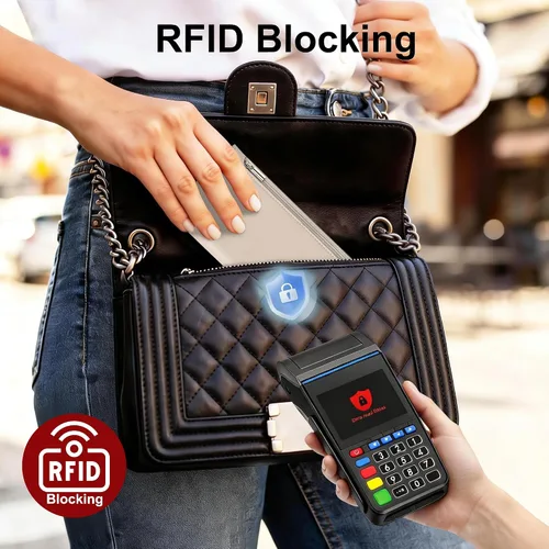Vista 3 de Tipmile Cartera ultra delgada para mujer, cartera de cuero plegable para mujer, cartera RFID, cartera de bloqueo RFID para tarjetas de crédito
