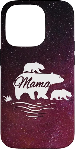 Vista 17 de Mama Bear with 2 Cubs Space Stars Galaxy Mama Bear Case for iPhone 17