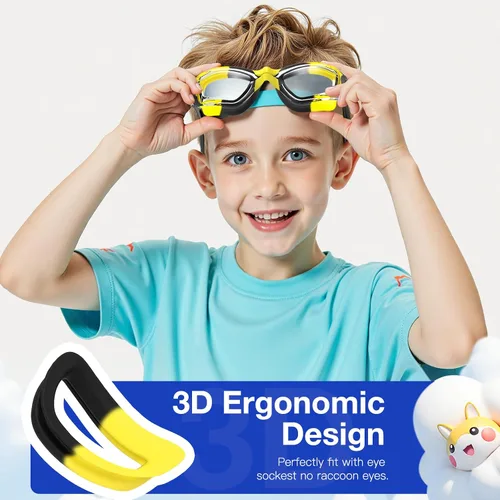 Vista 4 de Braylin Gafas de natación para niños, paquete de 2 gafas de natación para niños, adolescentes, niños o niñas, gafas de natación para piscina