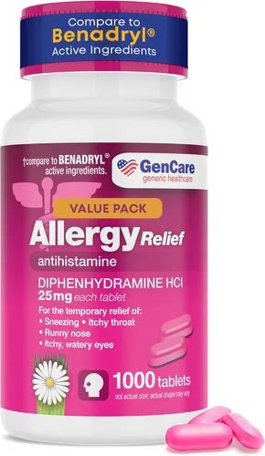 Vista 8 de GenCare Medicina para aliviar la alergia – 100 cápsulas blandas – Difenhidramina 25 mg – Antihistamínicos para adultos para congestión, estornudos
