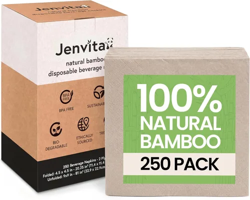 Vista 12 de Servilletas de cóctel desechables 100% bambú (paquete de 50) 2 capas con certificación FSC Servilletas biodegradables para fiestas, hogar o uso