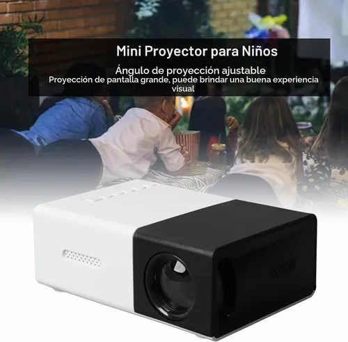 Vista 2 de Proyector para niños, 1080P HD, mini proyector LED de ángulo de proyección portátil ajustable para cine en casa, pantalla grande, enchufe