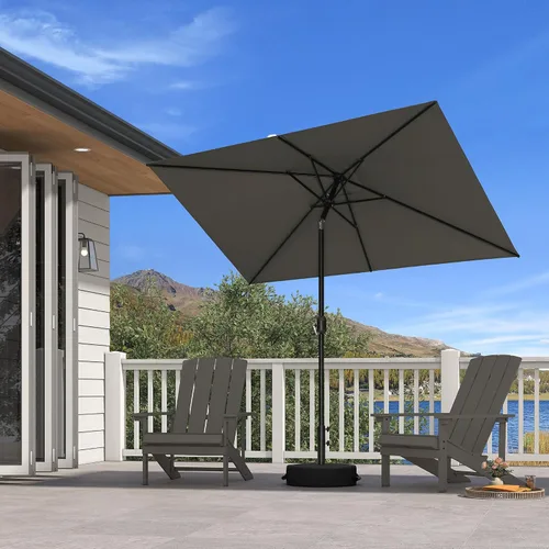 Vista 18 de PURPLE LEAF Sombrilla LED para patio y piscina, 5 x 8 pies, con base para Beige