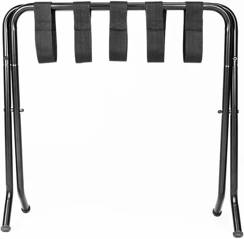 Vista 4 de Portaequipajes plegable de metal, 26.77 x 15.75 x 22 pulgadas, portátil, de acero, plegable, para maleta, para habitación de invitados, dormitorio