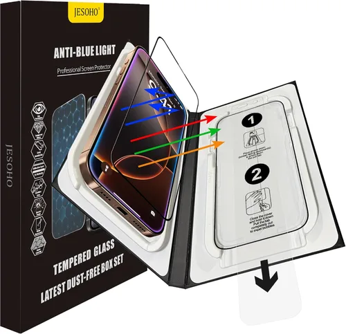 Vista 9 de Protector de pantalla de luz azul para iPhone 12 Pro Max (2020-6.7 pulgadas), protección ocular HD transparente con bloqueo de luz azul, vidrio
