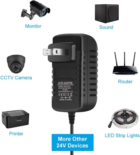 Vista 5 de Fuente de alimentación de 24 V, adaptador de corriente de luces LED de 1 A y 24 W, transformador de 100-240 V CA a 24 V CC para tiras de luces LED