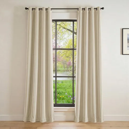 Vista 8 de Lazzzy Cortina opaca de terciopelo azul con aislamiento térmico para dormitorio, sala de estar, oscurecimiento de privacidad, cortinas de terciopelo