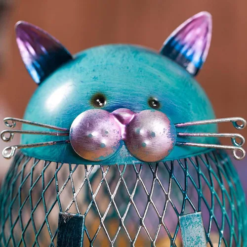 Vista 5 de Alcancía de metal para adultos, banco de dinero de animales con tapa inferior, regalos creativos y prácticos para gatos amantes de los gatos