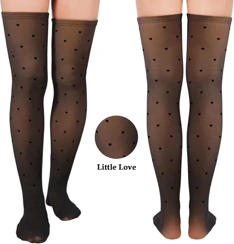 Vista 4 de Calcetines altos con forro polar para mujer, falsos translúcidos, flocados, cálidos, de felpa, gruesos, sobre la rodilla, calentadores de piernas