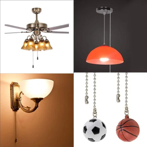 Vista 4 de Tiradores de cadena para ventilador de techo, extensión decorativa de 12 pulgadas, adornos extensores de fútbol y baloncesto, juego de tiradores