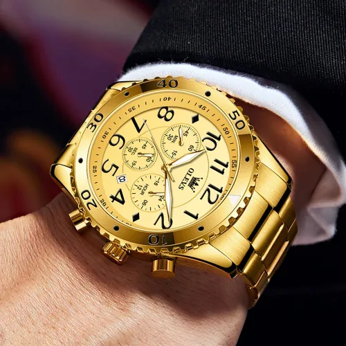 Vista 7 de OLEVS Relojes para hombre, cronógrafo, vestido de lujo, fase lunar, cuarzo, acero inoxidable, impermeable, luminoso, calendario de negocios, reloj