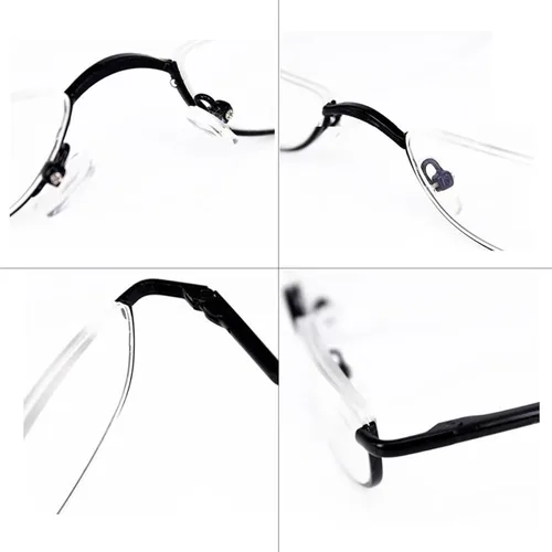 Vista 6 de Viseng Gafas de lectura de medio marco para mujer y hombre, lentes de media luna delgadas, lectores de metal con montura semi desmontable +1.0