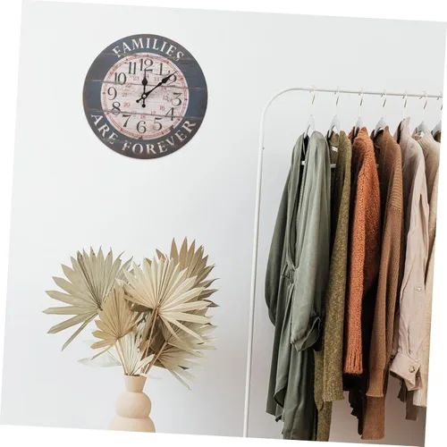 Vista 6 de ULTECHNOVO Retro Arabic Numeral Wall Clock Black Silent Non-Ticking Decorative Hanging Clock for Home Living Bedroom Modern Simple Wall Decor
