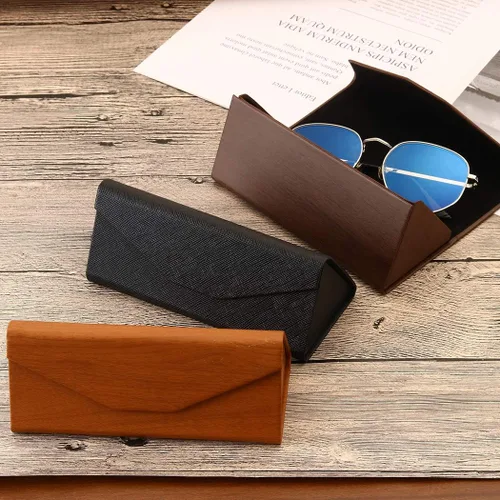 Vista 6 de Glasses Cases, Eyeglasses Case Hard Shell For Men Women, PU Folding Glasses Sunglasses Case Portable With Clean Cloth