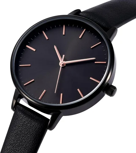Vista 2 de Relojes para mujer, correa de cuero, relojes de cuarzo de lujo, impermeables, a la moda, reloj de pulsera creativo para mujeres y señoras