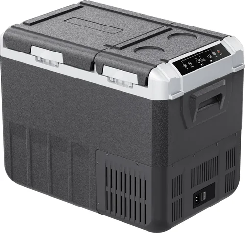 Vista 9 de EKOJUCE Refrigerador portátil de 12 voltios para el coche, enfriador eléctrico de 37 cuartos de galón (35L), congelador portátil de doble zona
