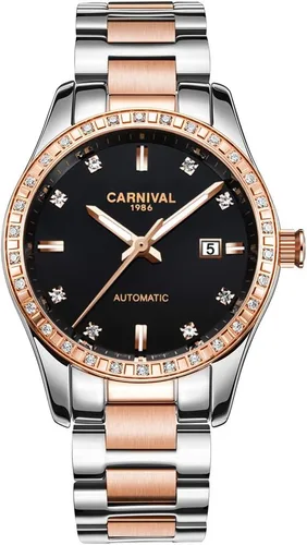 Vista 11 de TEINTOP Carnival Reloj mecánico automático para mujer con correa de acero inoxidable