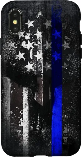 Vista 5 de Trump Police USA Flag Skull Thin Blue Line Support Case for iPhone 17