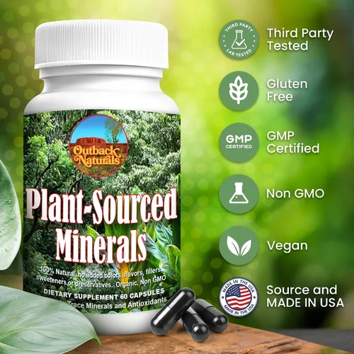 Vista 7 de Minerales de origen vegetal, 60 cápsulas, minerales orgánicos naturales y antioxidantes que apoyan el sistema inmunológico y digestivo, promoviendo