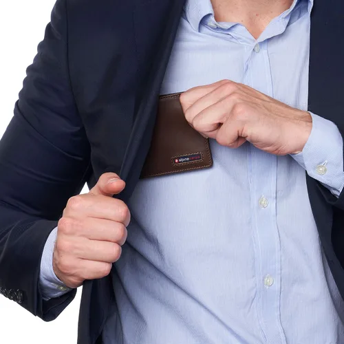 Vista 5 de Alpine Swiss Nolan - Cartera plegable para hombre con protección RFID, de piel auténtica, viene en una caja de regalo