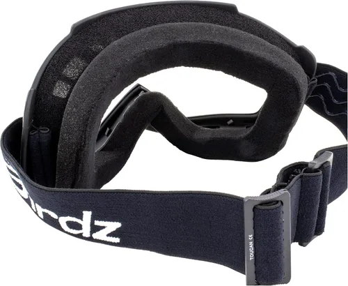 Vista 4 de Birdz Gafas Toucan para motocicleta, ATV, UTV, motocross, esquí, gafas acolchadas con protector de nariz desmontable, marco negro Claro