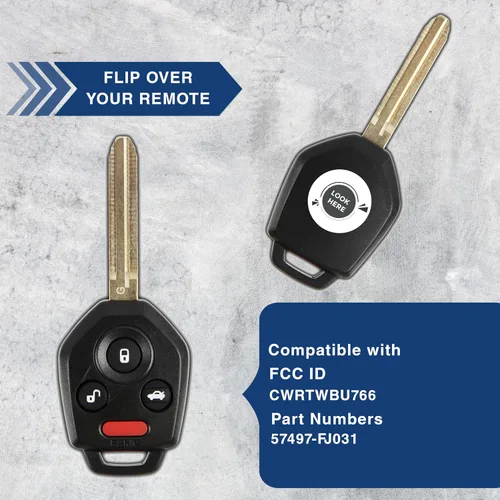 Vista 5 de Llavero remoto sin cortar para Subaru (CWTWBU766, 4D-82) One