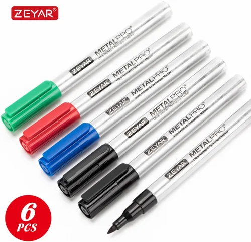 Vista 2 de ZEYAR Rotuladores permanentes, punta extrafina (0.039 pulgadas), tinta impermeable y a prueba de manchas, barril de aluminio, secado rápido