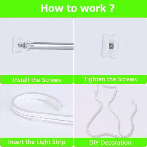 Vista 3 de dobestyou 100 clips de luz LED de neón, hechos de plástico PP con tornillos, compatible con tiras de neón LED de 0.236 x 0.472 pulgadas
