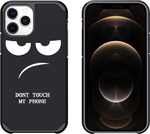 Vista 3 de Funda para iPhone 12 Pro Max, bonita funda [Don't Touch My Phone] a prueba de golpes de doble capa protectora de silicona de plástico para niñas