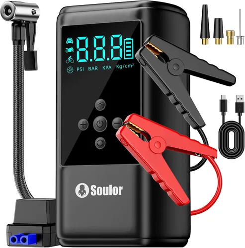 Vista 10 de 7000A Jump Starter with Air Compressor Car Jumper Starter Portable 7000A with Eva Bag