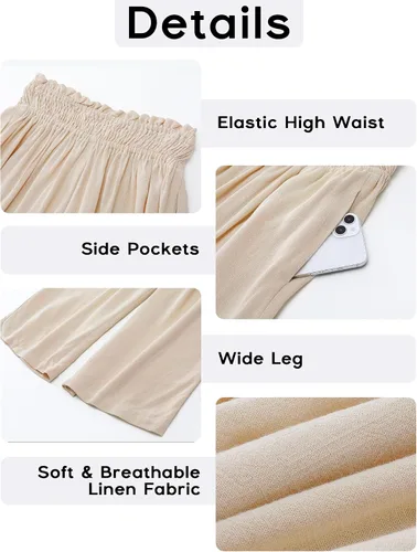 Vista 6 de GRAPENT Pantalones capri de pierna ancha con cintura elástica para mujer