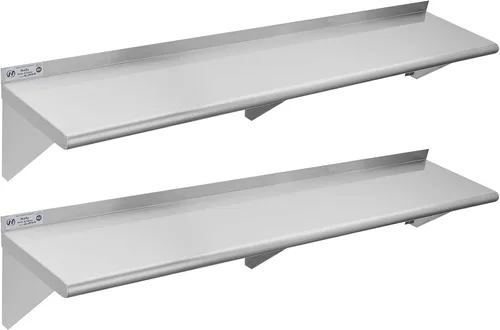 Vista 27 de Hally Estante de acero inoxidable montado en la pared, estante de pared de 10 x 24 pulgadas, NSF resistente, capacidad de 250 libras, estante