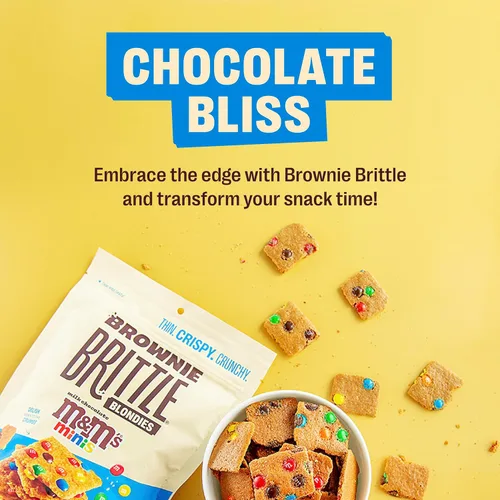 Vista 3 de Brownie Brittle M&M'S Minis Blondie - Bocadillos dulces finos y crujientes (paquete de 6, 4 onzas), postre gourmet rico en bocadillos de brownie