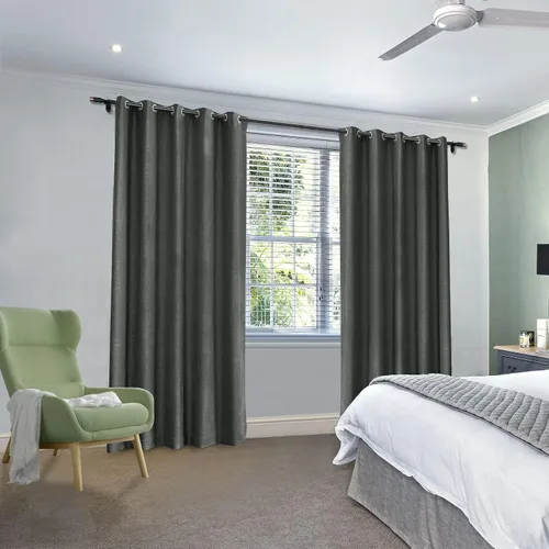 Vista 9 de Fcosie Cortinas opacas de 84 pulgadas de largo con textura de lino, con aislamiento térmico, con ojales en la parte superior con forro opaco blanco