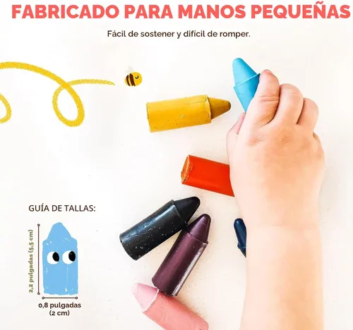 Vista 5 de Honeysticks - Ceras de cera de abejas 100 % pura (12 unidades) - Ceras no tóxicas para niños pequeños de 1 a 3 años, seguras para bebés a partir