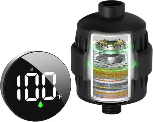Vista 8 de Tem8(R7Pro) Accesorio de filtro de ducha de baño con pantalla de temperatura inalámbrica Purificador de agua dura 99.99% elimina cloro y metales