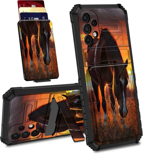 Vista 8 de BVDIKMI Funda para Samsung Galaxy A32 5G con ranura desmontable para tarjetero, soporte híbrido, de doble capa, resistente, a prueba de golpes