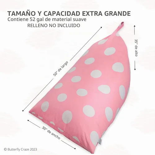 Vista 2 de Funda para silla con diseño de mariposa para niños y adolescentes, Lona, lunares rosado claro Lunares Rosa Claro