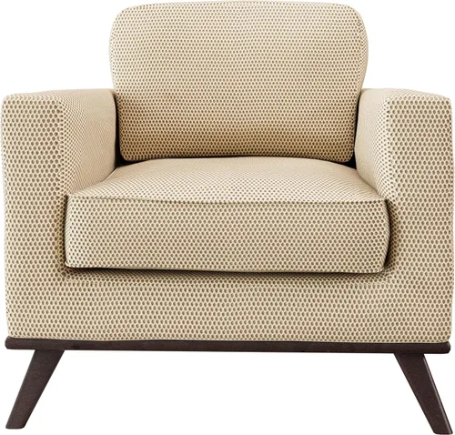 Vista 9 de LeisureMod Silla con brazo decorativo de cuero y malla, moderna con patas de madera de abedul para sala de estar, dormitorio u oficina, colección