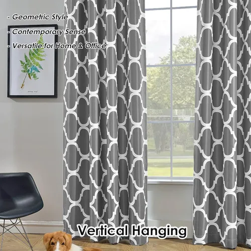 Vista 3 de Melodieux - Cortina opaca con aislamiento térmico y ojales, de estilo marroquí, 100 x 84 pulgadas, color gris (1 panel)