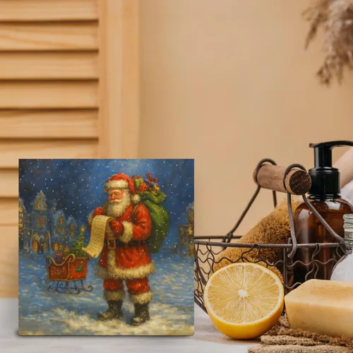 Vista 5 de Letrero de madera de Papá Noel – Decoración retro de Navidad de Papá Noel, caja de madera rústica de Satanás para el hogar, cocina, baño, mesa