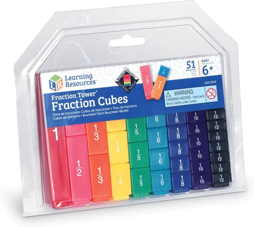 Vista 7 de Learning Resources Fraction Tower Fraction Cubes, bloques para niños, juego de 51 piezas, a partir de 6 años